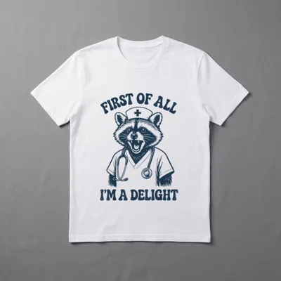 All Im a Delight Raccoon Nurse T-Shirt – Classic T-Shirt in Black