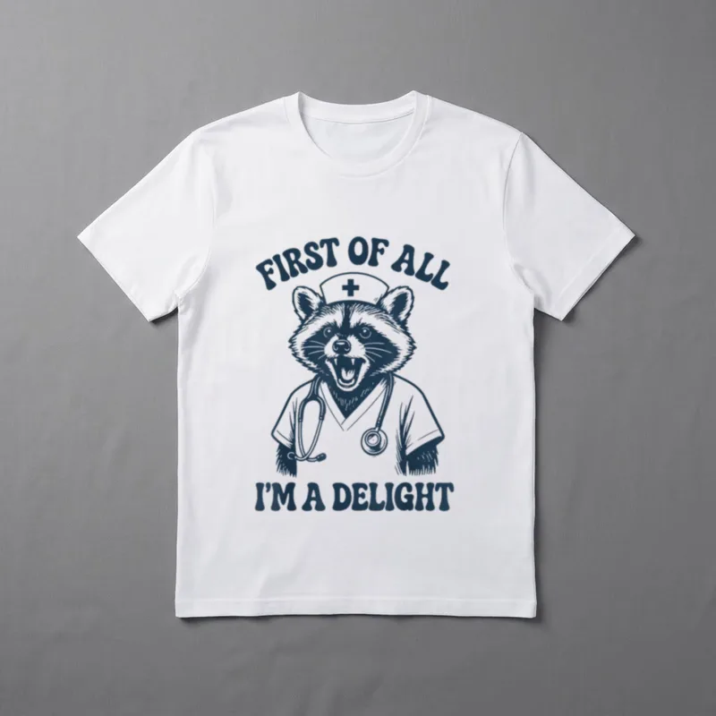 All Im a Delight Raccoon Nurse T-Shirt – Classic T-Shirt in Black