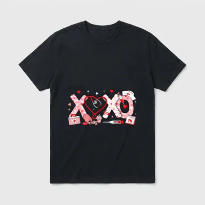 XOXO Nurse Valentines Day Stethoscope Valentine T-Shirt – Classic T-Shirt in Black