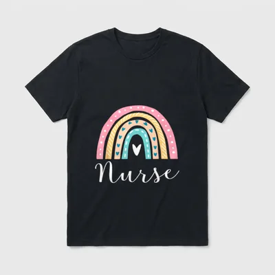 Funny Nurse Rainbow Nursing T-Shirt – Classic T-Shirt in Black