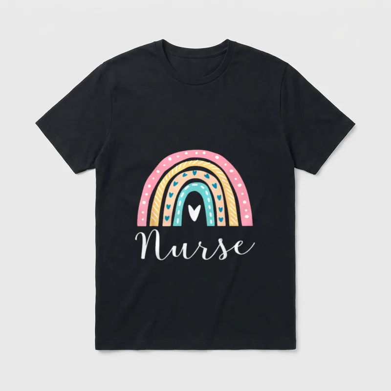Funny Nurse Rainbow Nursing T-Shirt – Classic T-Shirt in Black