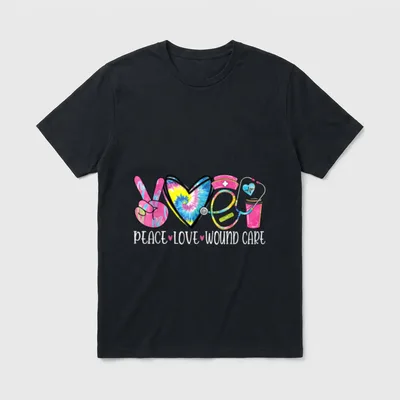 Peace Love Wound Care Nurse Nursing T-Shirt – Classic T-Shirt in Black