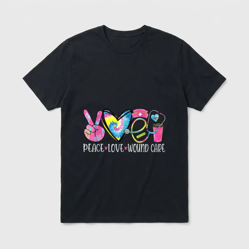 Peace Love Wound Care Nurse Nursing T-Shirt – Classic T-Shirt in Black
