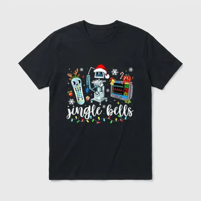 Jingle Bells Telemetry Nurse Christmas Tech T-Shirt – Classic T-Shirt in Black