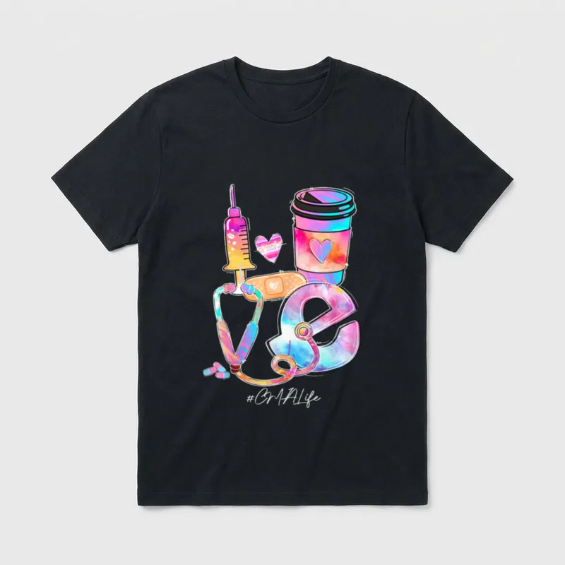 Dye Love CMA Life Stethoscope Nursing T-Shirt – Classic T-Shirt in Black