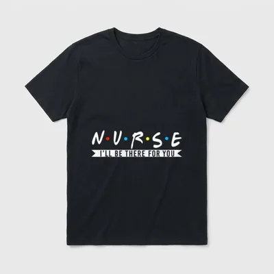 NURSE Perfect T-Shirt – N.U.R.S.E lettering with colorful dots and ribbon banner – Classic T-Shirt in Black