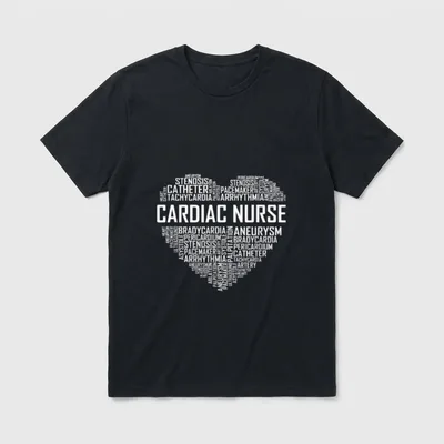 Cardiac Nurse Heart CN Graduate Nursing T-Shirt – Classic T-Shirt in Black