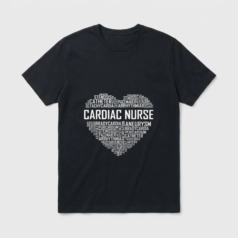 Cardiac Nurse Heart CN Graduate Nursing T-Shirt – Classic T-Shirt in Black