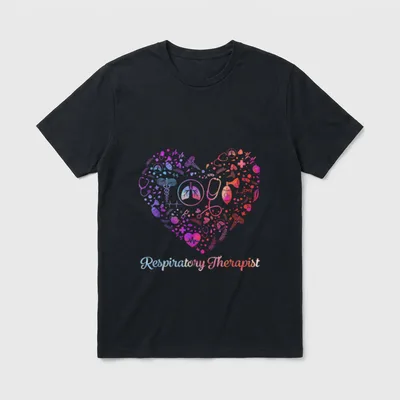 Dye Heart Respiratory Therapist RT Nurse T-Shirt – Classic T-Shirt in Black