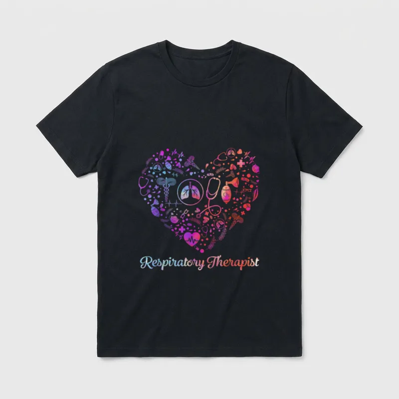 Dye Heart Respiratory Therapist RT Nurse T-Shirt – Classic T-Shirt in Black