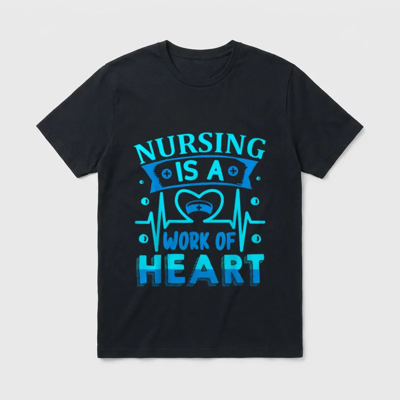 Nursing Is a Work of Heart T-Shirt – Classic T-Shirt in Black