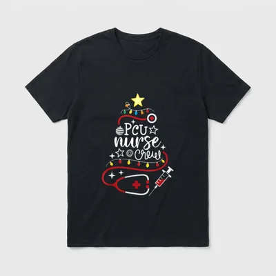 Merry Christmas Progressive Care Unit Nursing T-Shirt – Classic T-Shirt in Black