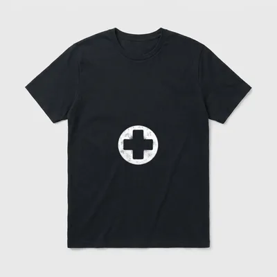 White-Faux-Vintage-Distressed Nurse-Lifeguards-Cross T-Shirt – Classic T-Shirt in Black