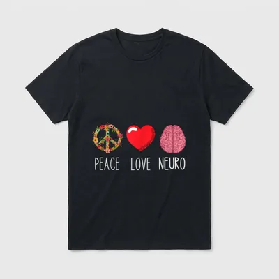 Neuro Nurse Love Peace Neuroscience Brain T-Shirt – Classic T-Shirt in Black