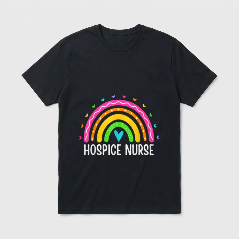 Hospice Care Nursing Rainbow RN Registered T-Shirt – Classic T-Shirt in Black