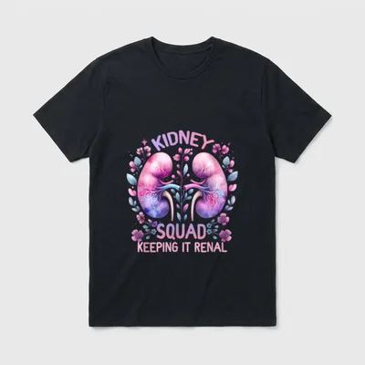 Tech Nurse T-Shirt – Watercolor kidneys and floral Kidney Squad Keeping It Renal artwork – Classic T-Shirt in Black