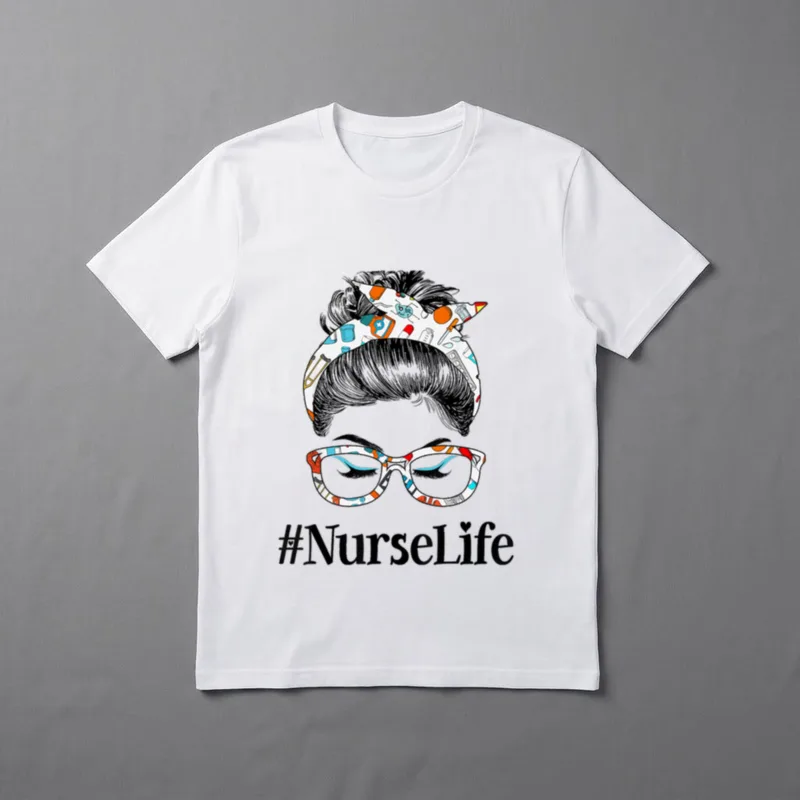 Nurse Life Messy Hair Bun Healthcare T-Shirt – Classic T-Shirt in Black