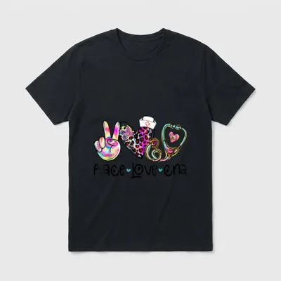 Love CNA Leopard Heart Stethoscope Nursing T-Shirt – Classic T-Shirt in Black