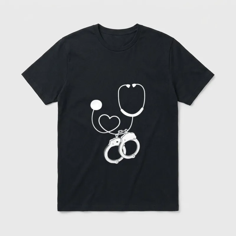 LPN Correctional Nurse Nursing Stethoscope Officer T-Shirt – Classic T-Shirt in Black