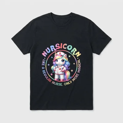 Nursicorn Rainbow Cute Unicorn Nurse Nursing T-Shirt – Classic T-Shirt in Black