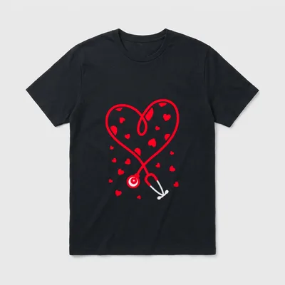 Nurse Stethoscope Heart Valentine's Day Nursing T-Shirt – Classic T-Shirt in Black
