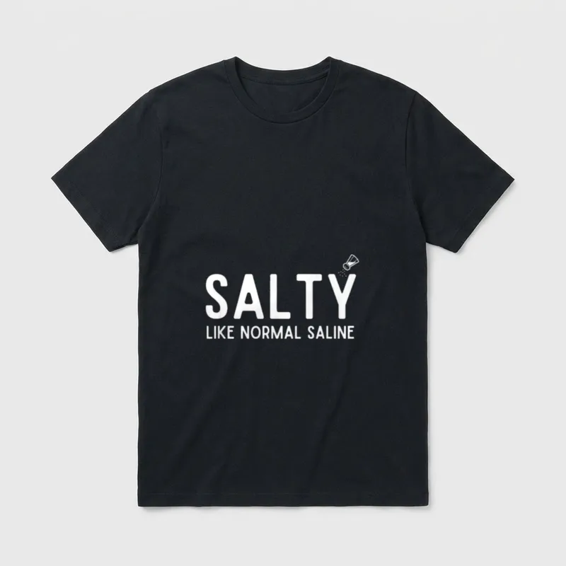 Nursing Student T-Shirt – Salty Like Normal Saline lettering design – Classic T-Shirt in Black