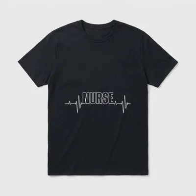 Cool Nurse Toddler T-Shirt – White outlined NURSE lettering connected to an EKG heartbeat line – Classic T-Shirt in Black