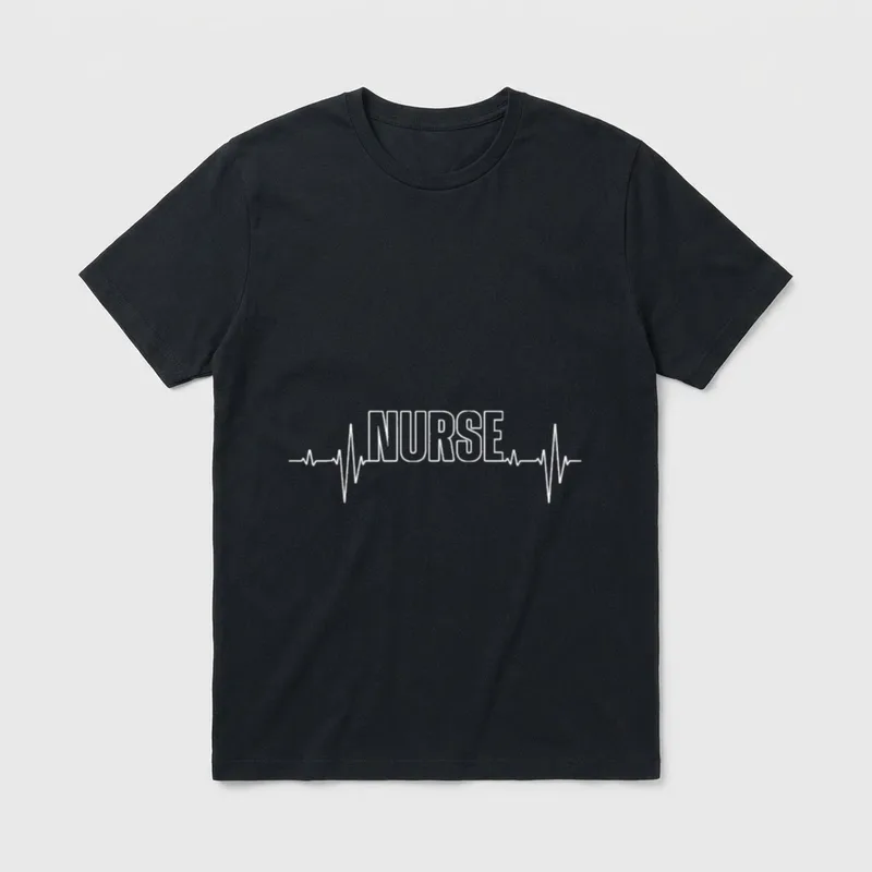 Cool Nurse Toddler T-Shirt – White outlined NURSE lettering connected to an EKG heartbeat line – Classic T-Shirt in Black