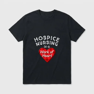 Hospice Nurse Appreciation T-Shirt – HOSPICE NURSING is a Work of Heart on a red plaid heart – Classic T-Shirt in Black