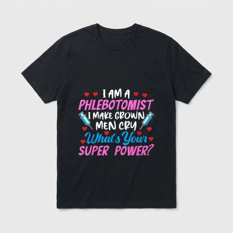 Phlebotomist Make Grown Cry Nurse T-Shirt – I Am A Phlebotomist I Make Grown Men Cry print – Classic T-Shirt in Black