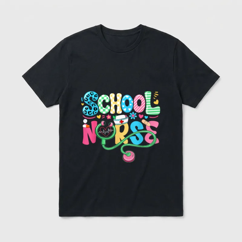 School Nurse Colorful Costume Back T-Shirt – Classic T-Shirt in Black