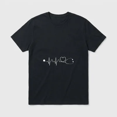 Stethoscope Doctor Heartbeat Nurse Medical T-Shirt – Classic T-Shirt in Black