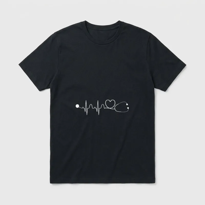 Stethoscope Doctor Heartbeat Nurse Medical T-Shirt – Classic T-Shirt in Black