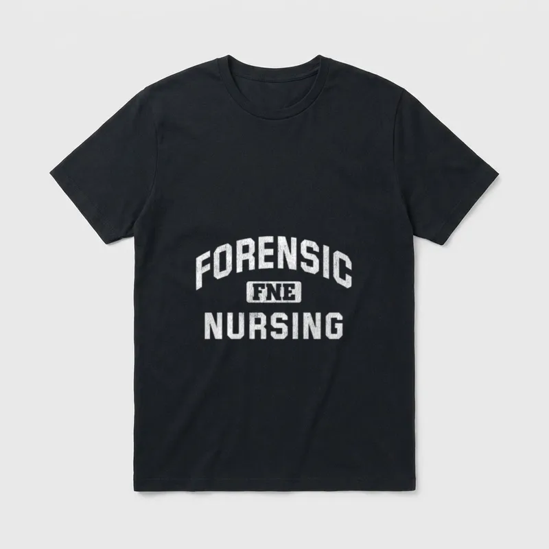 Forensic Nursing Nurse T-Shirt – Distressed white FORENSIC FNE NURSING block lettering – Classic T-Shirt in Black