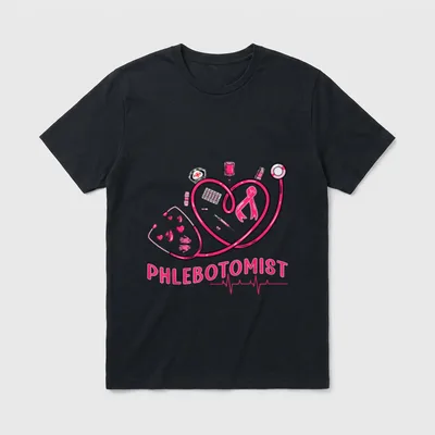 Phlebotomist Heart Phlebotomy Nurse Tech T-Shirt – Classic T-Shirt in Black