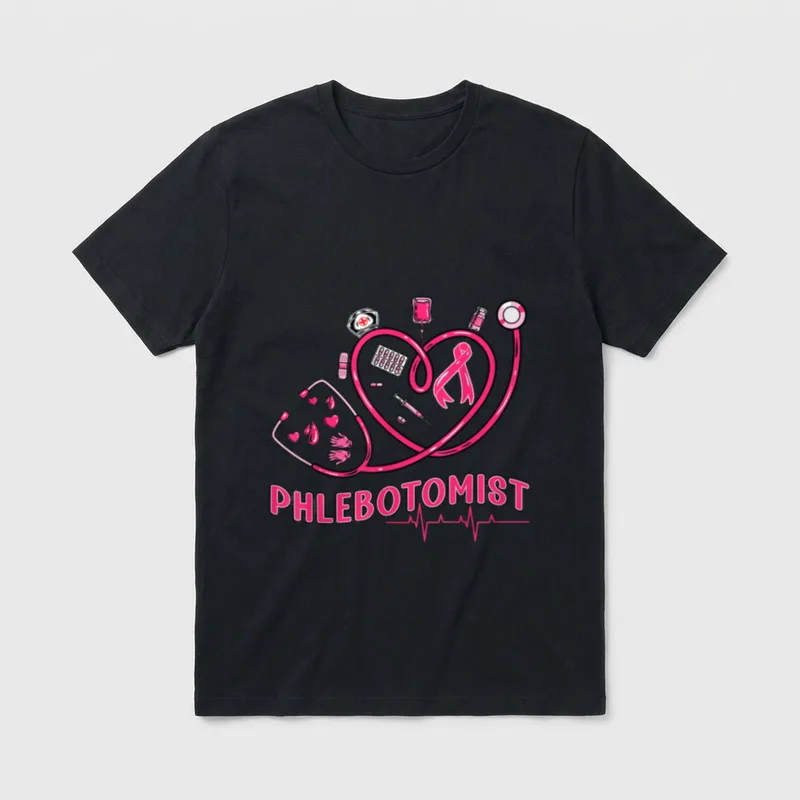 Phlebotomist Heart Phlebotomy Nurse Tech T-Shirt – Classic T-Shirt in Black