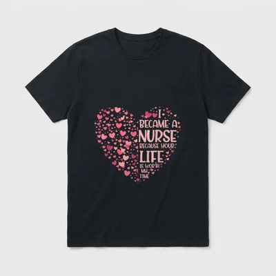 Medicine Hospital Nursing Heart Nurse T-Shirt – Classic T-Shirt in Black