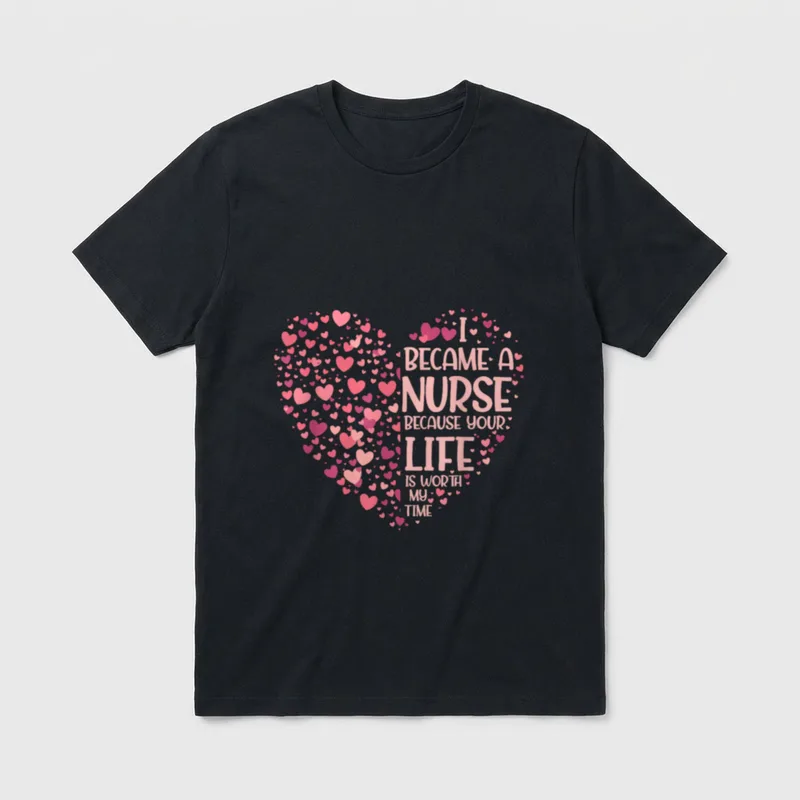 Medicine Hospital Nursing Heart Nurse T-Shirt – Classic T-Shirt in Black