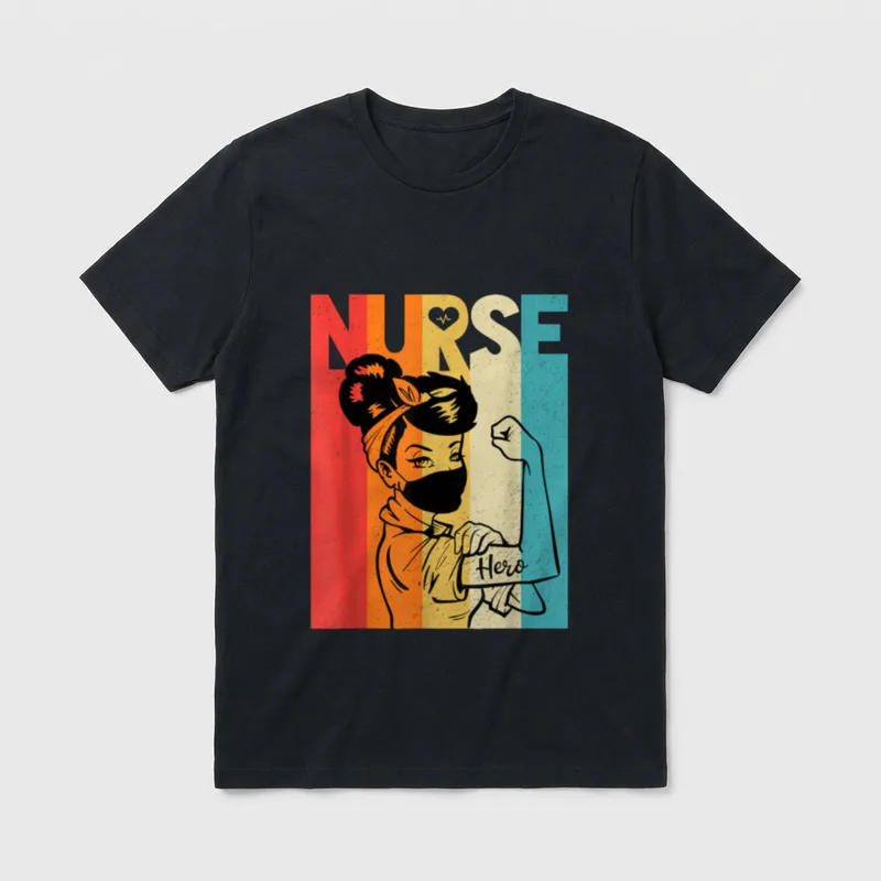 Rosie the Riveter Nurse Face Mask T-Shirt – Classic T-Shirt in Black