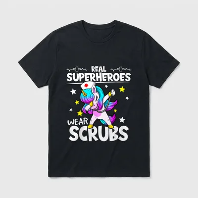 Nursing Dabbing Unicorn Real Superheroes T-Shirt – Classic T-Shirt in Black