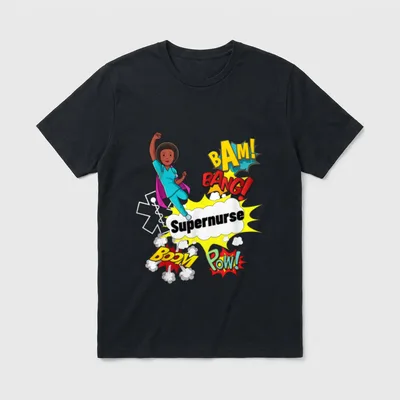 Comic Superhero Style RN Black Nursing T-Shirt – Classic T-Shirt in Black
