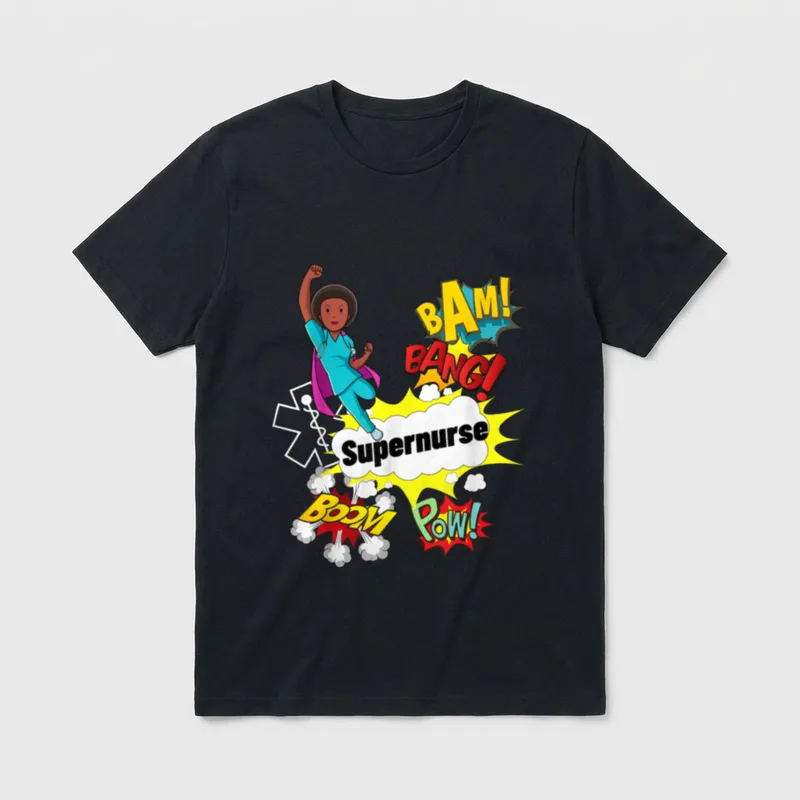 Comic Superhero Style RN Black Nursing T-Shirt – Classic T-Shirt in Black