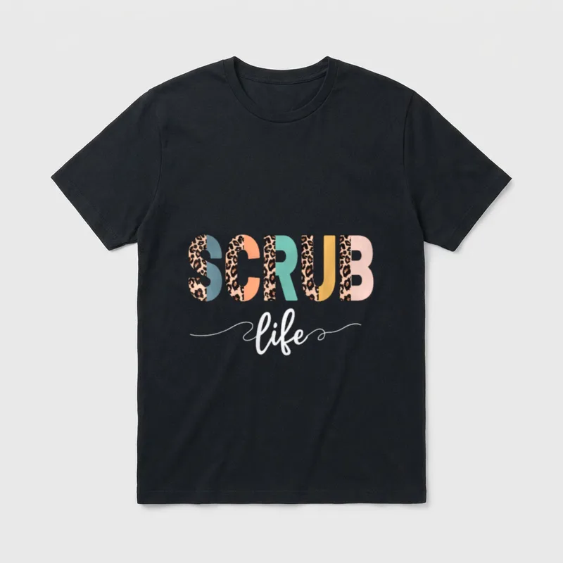 Nurse Leopard Scrub Life Nursing T-Shirt – Classic T-Shirt in Black