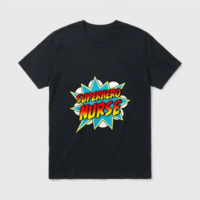 Nursing Superpower Retro Comic T-Shirt – Classic T-Shirt in Black