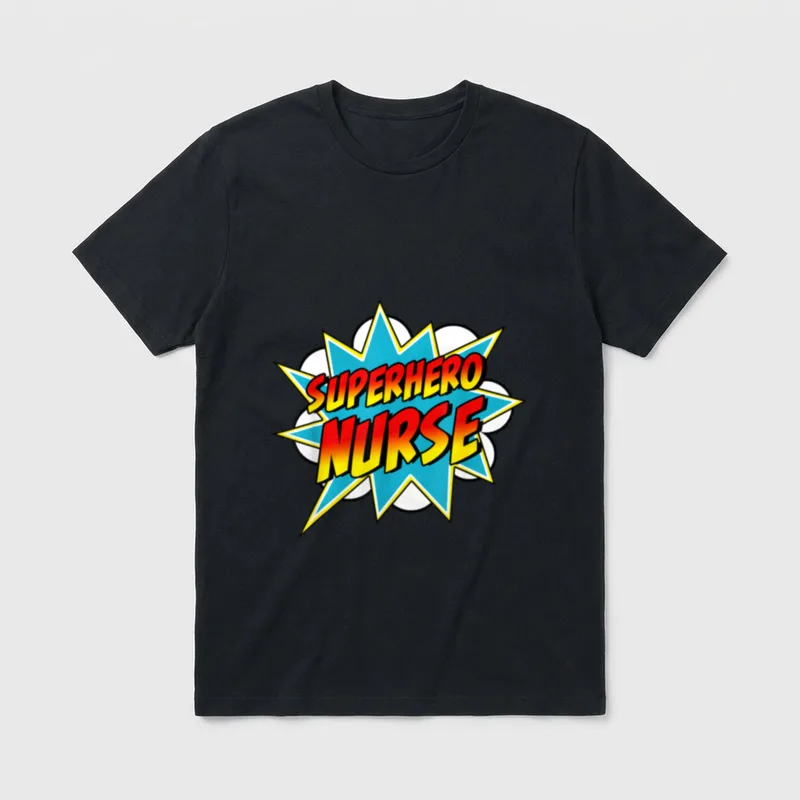 Nursing Superpower Retro Comic T-Shirt – Classic T-Shirt in Black