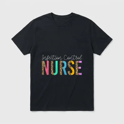 Cute Infection Control Nurse Leopard Nursing T-Shirt – Classic T-Shirt in Black