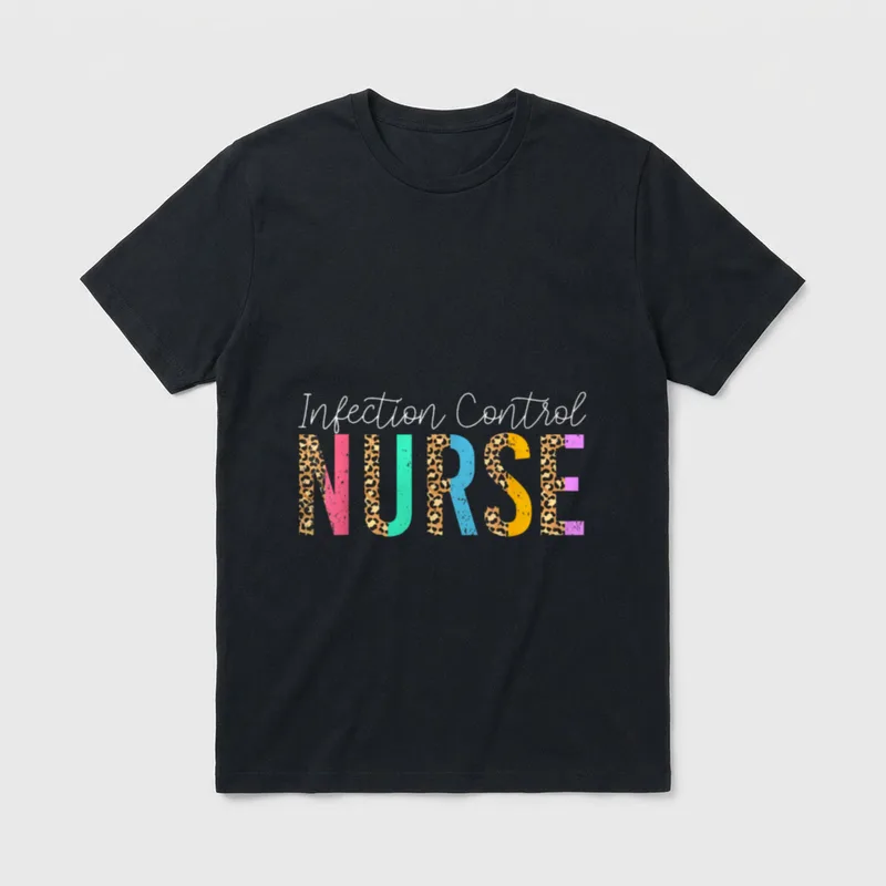 Cute Infection Control Nurse Leopard Nursing T-Shirt – Classic T-Shirt in Black