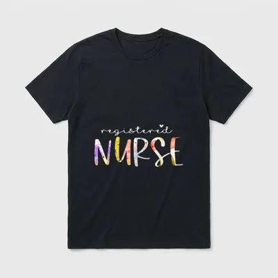 Registered Nurse Cute Floral Nursing T-Shirt – Classic T-Shirt in Black
