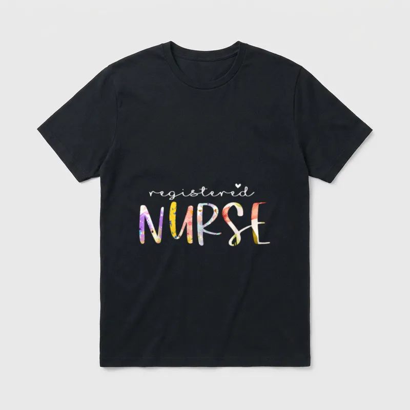Registered Nurse Cute Floral Nursing T-Shirt – Classic T-Shirt in Black