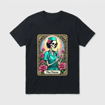 Nurse Skeleton Tarot Card Funny Nursing T-Shirt – Classic T-Shirt in Black